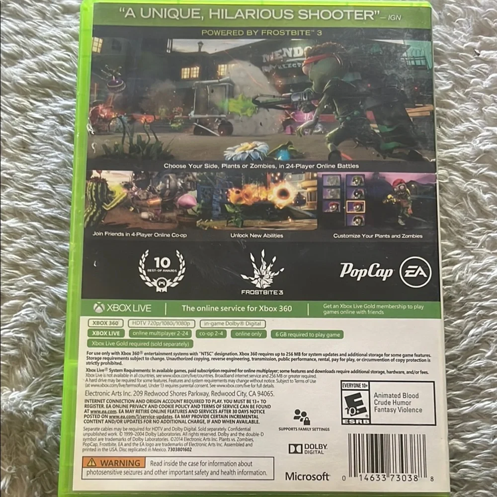 Green Xbox 360 Video Game Plants vs Zombies Garden Warfare
